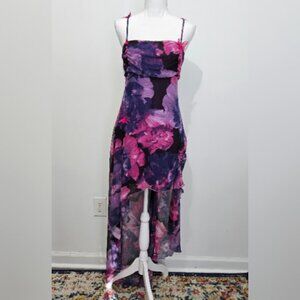Forever 21 Y2K Fairy Butterfly Asymmetric Dress Size M Sheer Overlay 90s Floral